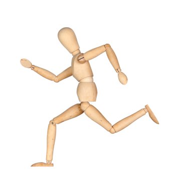 Wooden mannequin running clipart