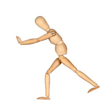 Wooden mannequin pushing clipart