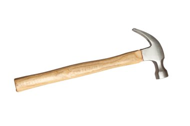 Metallic hammer with wooden handle clipart