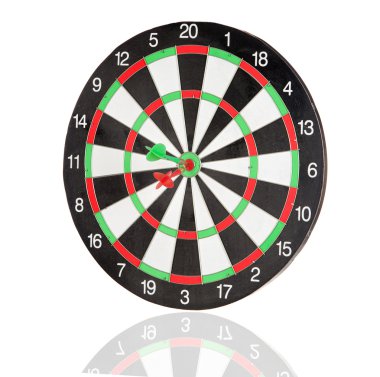 Red and green darts punctured in the center clipart