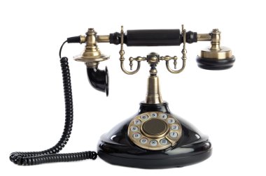 Old vintage black phone clipart