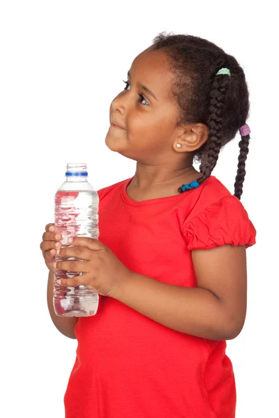 Menina africana com garrafa de água — Fotografia de Stock
