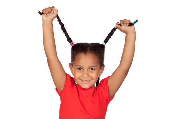 Küçük kız onların uzun saçları çekerek — Stok fotoğraf