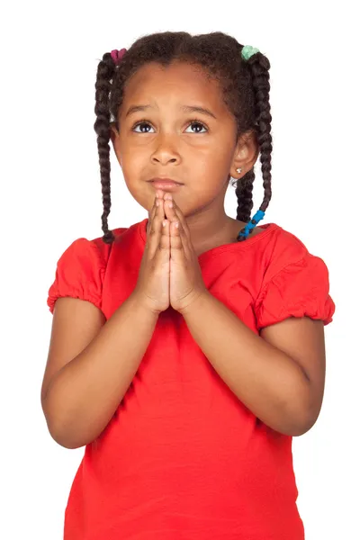 Грустная девочка, молящаяся о чем-то — стоковое фото