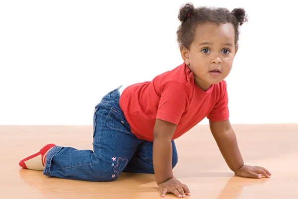 Adorable african baby crawl — Stock Photo, Image
