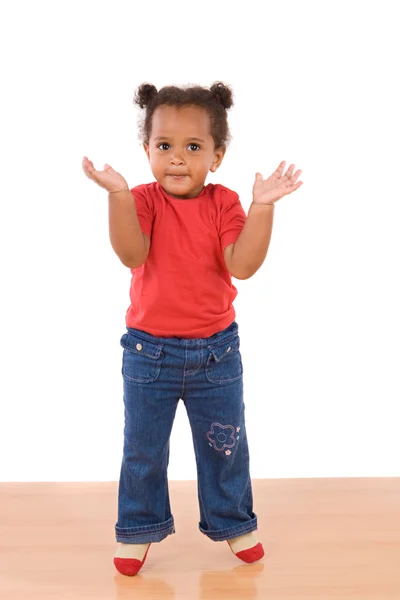Adorable and beautiful african baby jumping — Stock Photo, Image