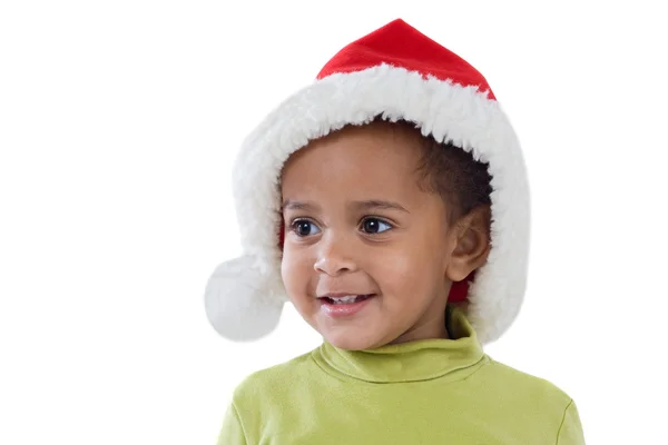 African baby girl with red hat of Christmas — Stock Photo, Image