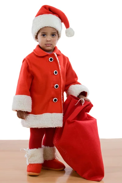 Afrikanisches Mädchen im Kostüm des Weihnachtsmannes — Stockfoto