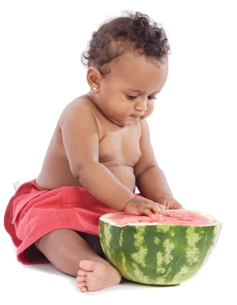 Baby eating watermelon — Stock Photo, Image