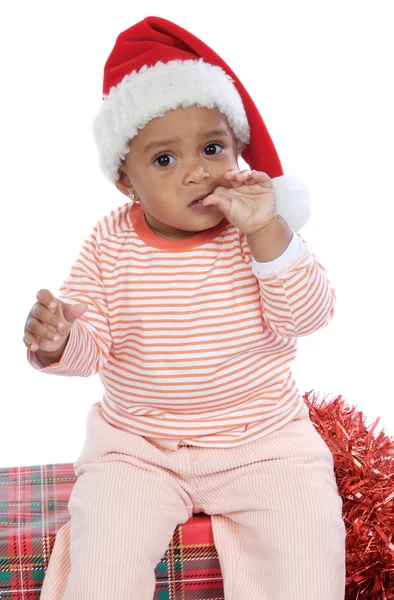Baby girl with santa hat — Stock Photo, Image