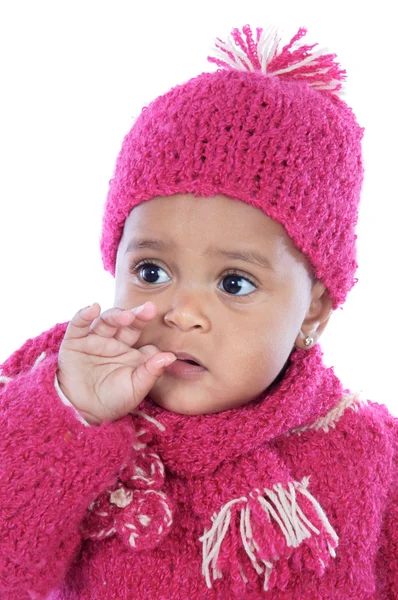 Baby met zijn vinger in de mond — Stockfoto