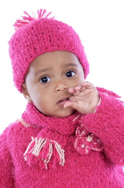 Bebé con el dedo en la boca — Foto de Stock
