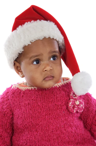 Dziewczynka kapelusz Świętego Mikołaja — Zdjęcie stockowe