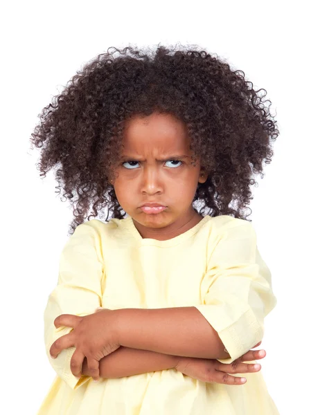 Angry little girl with beautiful hairstyle — Stock Photo, Image