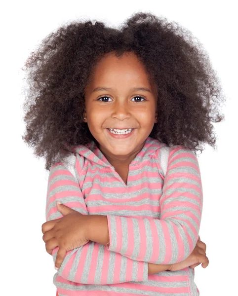 Dalgın Afrikalı küçük kız güzel saç modeli ile — Stok fotoğraf