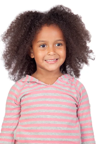 Dalgın Afrikalı küçük kız güzel saç modeli ile — Stok fotoğraf