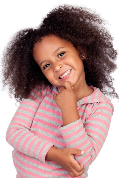 Pensive african little girl with beautiful hairstyle — Stock Photo, Image