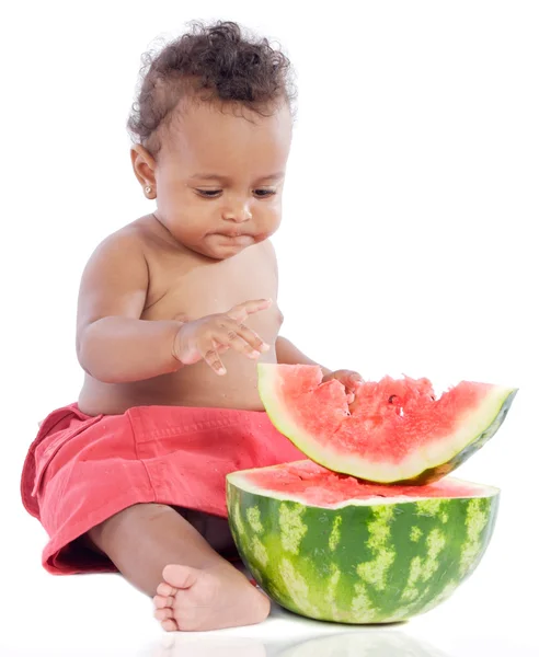 Copilul mănâncă pepene verde — Fotografie, imagine de stoc