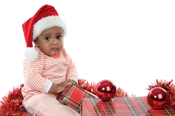 Κοριτσάκι με Χριστουγεννιάτικα δώρα — Φωτογραφία Αρχείου