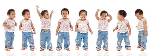 Fotografische opeenvolging van een hyperactieve baby — Stockfoto