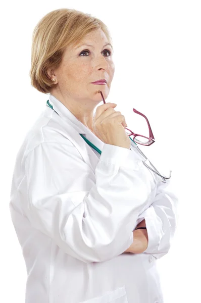 Female doctor thinking — Stock Photo, Image