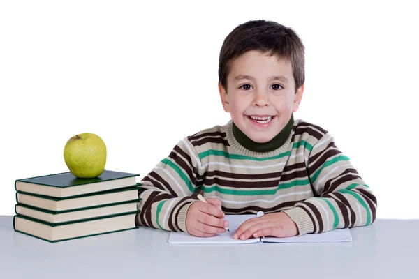 Adorabile bambino che scrive nella scuola — Foto Stock