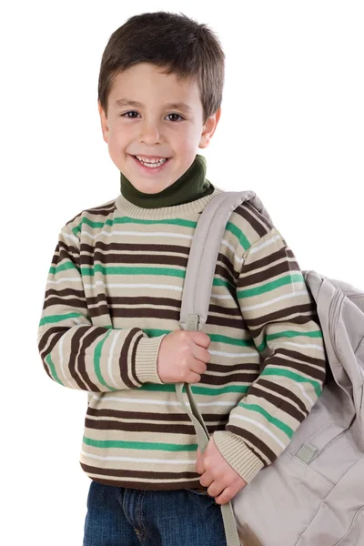 Adorável menino estudante com mochila — Fotografia de Stock