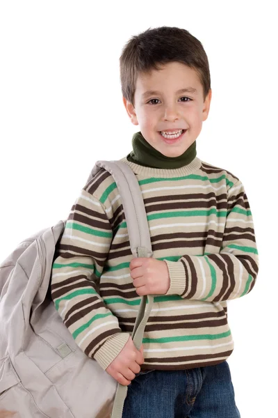 Adorable élève garçon avec sac à dos — Photo