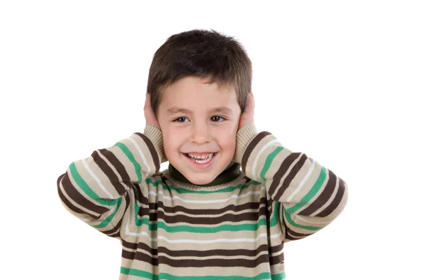 Entzückendes Kind verstopft seine Ohren — Stockfoto