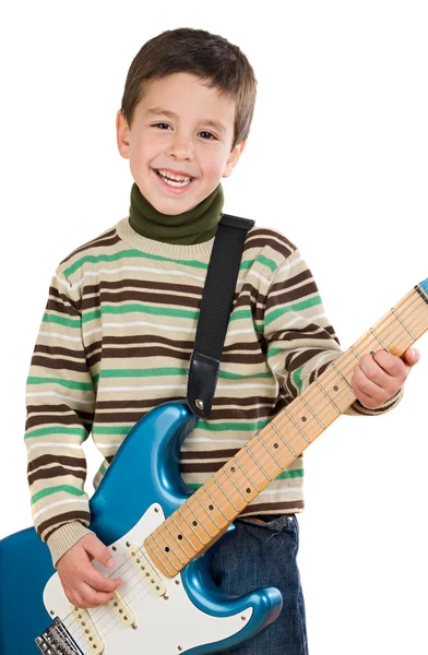 Adorable niño tocando la guitarra eléctrica —  Fotos de Stock