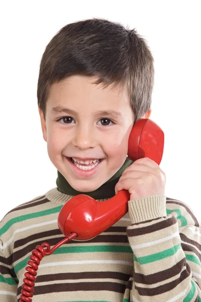Imádnivaló gyermek, a telefon — Stock Fotó