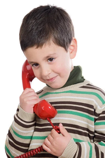 Очаровательный ребенок по телефону — стоковое фото