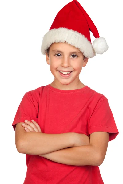 산타 모자와 함께 사랑 스러운 아이 — 스톡 사진