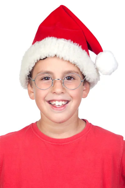 Criança adorável com chapéu de Santa — Fotografia de Stock
