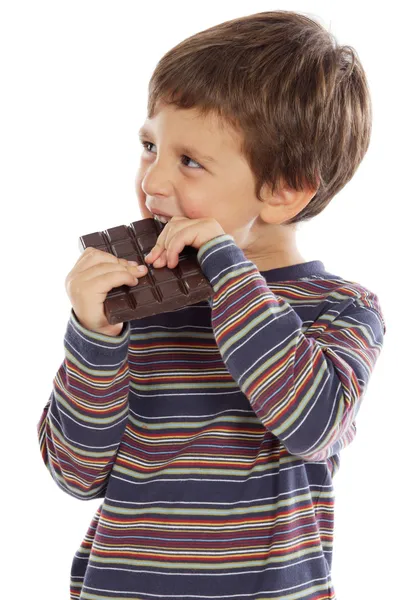 吃巧克力的孩子 — 图库照片