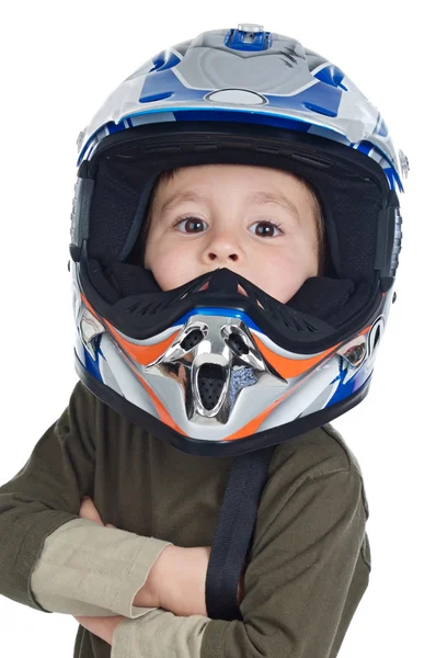 Adorable niño con un casco en la cabeza — Foto de Stock