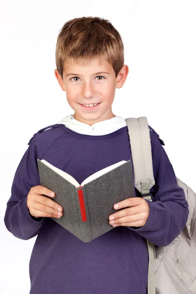 Маленький студент с светлыми волосами — стоковое фото