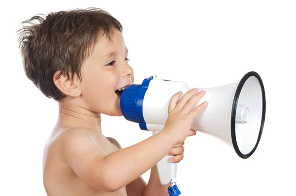 Child with a megaphone — Stock Photo, Image