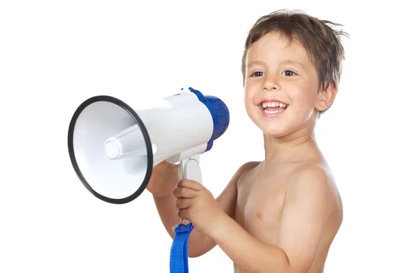 Bambino con un megafono — Foto Stock
