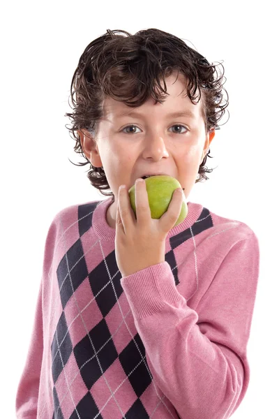 孩子咬苹果 — 图库照片