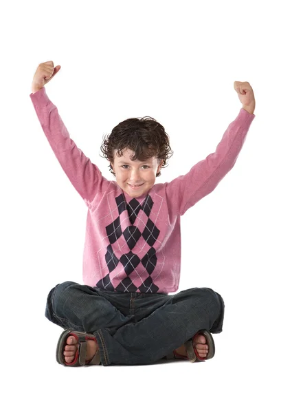 Niño feliz sentado — Foto de Stock