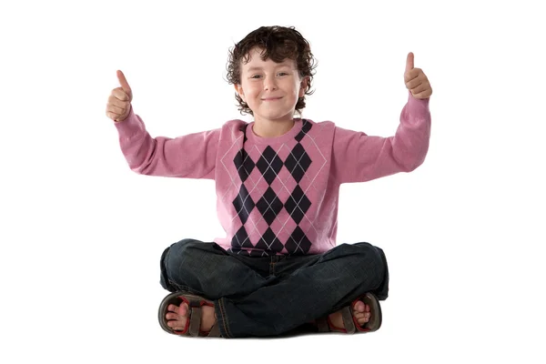 Szczęśliwe dziecko siedzi — Zdjęcie stockowe
