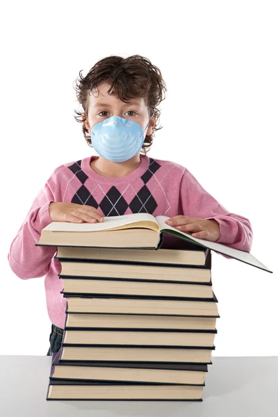 インフルエンザに感染した学生の子、 — ストック写真