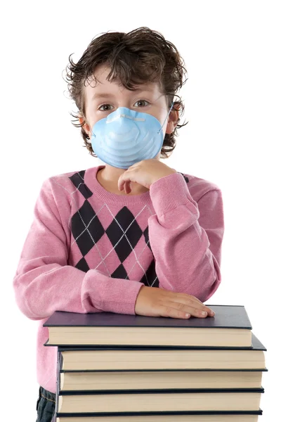 Criança estudante infectada com gripe A — Fotografia de Stock