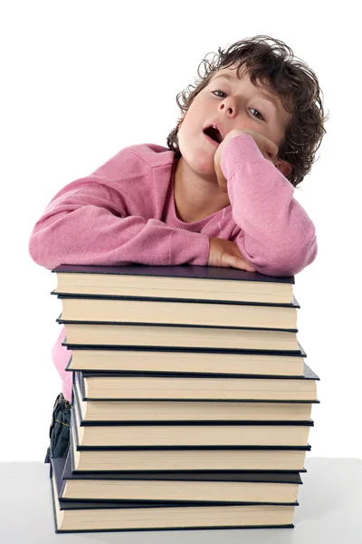 Estudante criança cansada — Fotografia de Stock