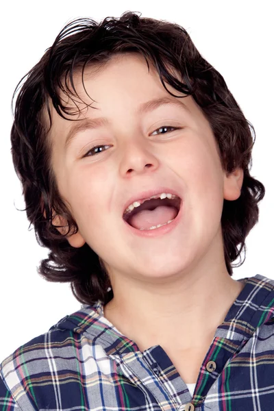 Lächelndes Kind ohne Zähne — Stockfoto