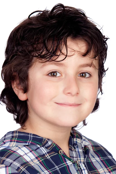 Smiling child with plaid t-shirt — Stock Photo, Image
