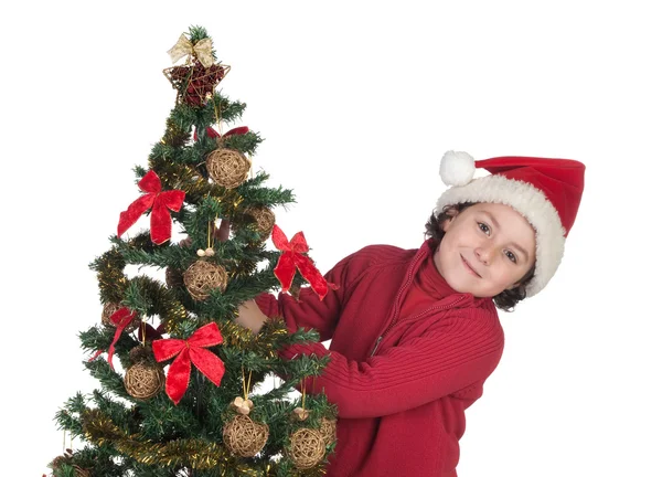 漂亮的孩子用圣诞树 — 图库照片