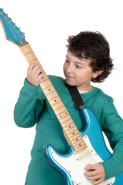 Chico whit guitarra eléctrica —  Fotos de Stock