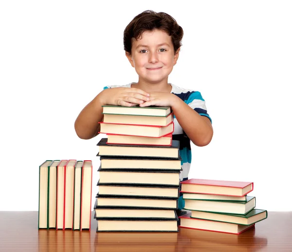 많은 책을 가진 학생 아이 — 스톡 사진